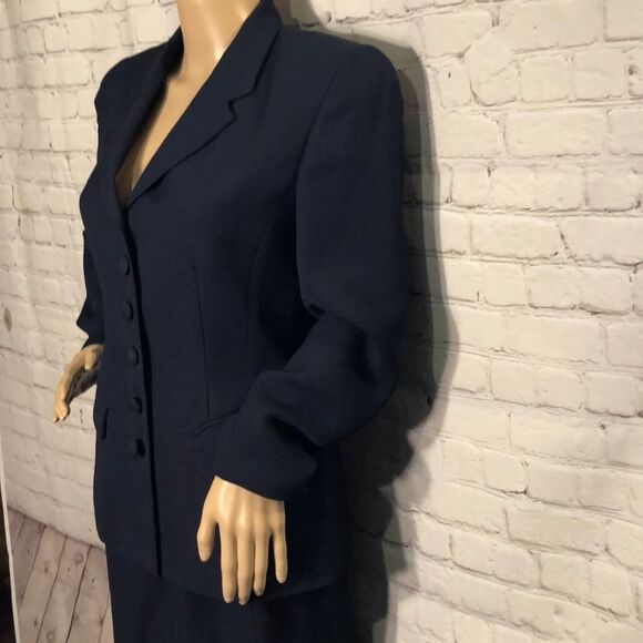 Morgan Taylor Petites Navy Blue Skirt Suit Y2K 8P - Picture 4 of 10